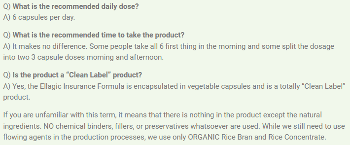 ellagic insurance formula questions